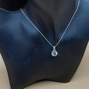 2 Carat White Sapphire Pendant on 18" .925 Silver Chain {J0294}